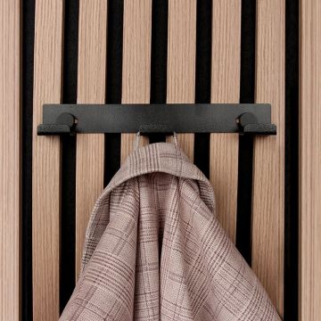 Hook Rail with 3 Hooks 'Acoustic' Black