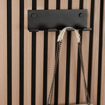 Hook Rail with 4 Hooks 'Acoustic' Black