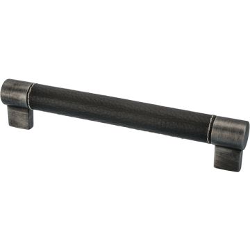 Bar Handle 'Form' Iron Brushed / Leather