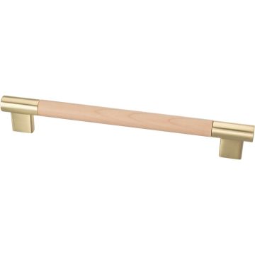 Bar Handle 'Round' Brushed Gold / Maple Natural