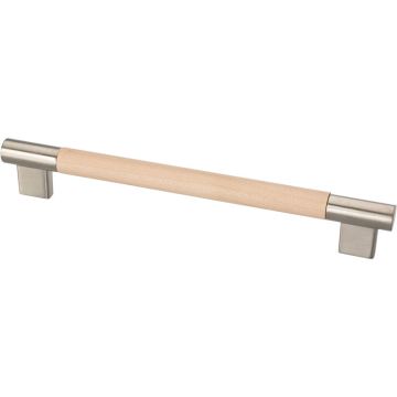 Bar Handle 'Round' Stainless Steel Effect / Maple Natural