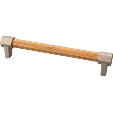 Bar Handle 'Sense' Stainless Steel Effect / Oak Clear Lacquered