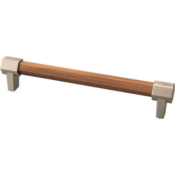 Bar Handle 'Sense' Stainless Steel Effect / Walnut Clear Lacquered