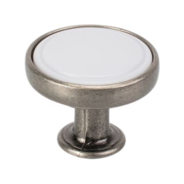 Cabinet Knob "Bourg" Antique Silver / White