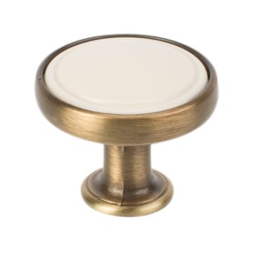 Cabinet Knob "Bourg" Antique Brass Brushed / Beige