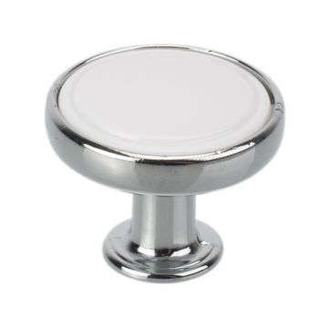 Cabinet Knob "Bourg" Polished Chrome / White