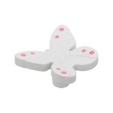 Children Knob 'Kid Line' Butterfly White Pink