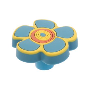 Children Knob 'Kid Line' Flower Blue Yellow