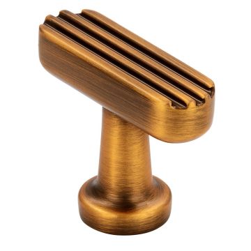 Cabinet Knob 'Java' Black / Brushed Brass Ribbed