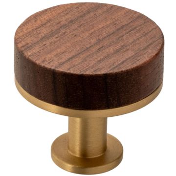 Cabinet Knob 'Qupon' Walnut / Brushed Brass