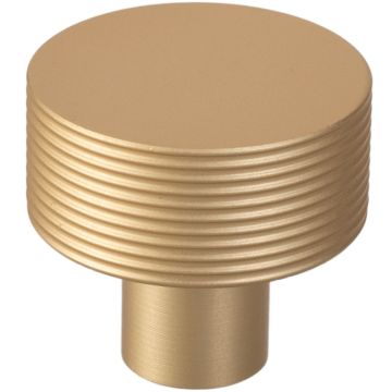 Cabinet Knob 'Small Wire Slim' Matt Brass Ribbed