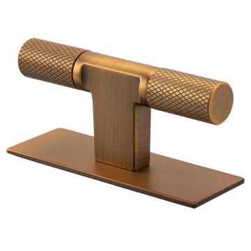 Cabinet Knob 'T-Arc-Base' Black / Brushed Brass Knurled