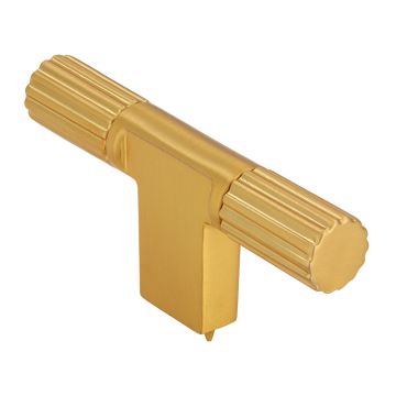 Cabinet Knob 'T-Art' Brushed Brass Ribbed
