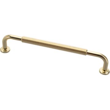 D Handle 'Rill' Bright Brass Ribbed