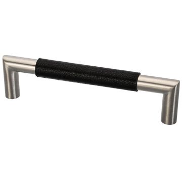 D Handle 'Forte' Stainless Steel Effect / Black Leather