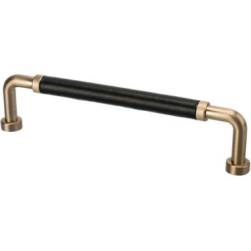 D Handle "Retro" Brushed Brass / Black Leather