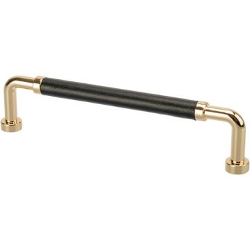 D Handle "Retro" Polished Brass / Black Leather