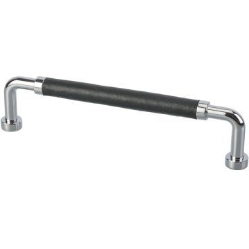 D Handle "Retro" Polished Chrome / Black Leather