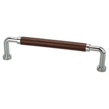 D Handle "Retro" Polished Chrome / Brown Leather