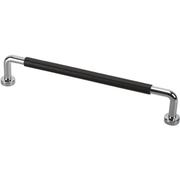 D Handle 'Step' Polished Chrome / Black Leather