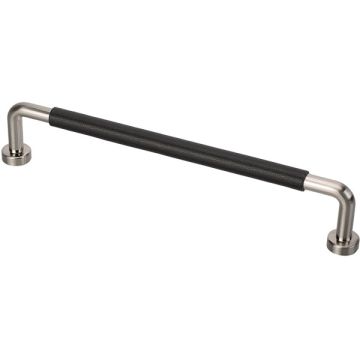 D Handle 'Step' Stainless Steel Effect / Black Leather