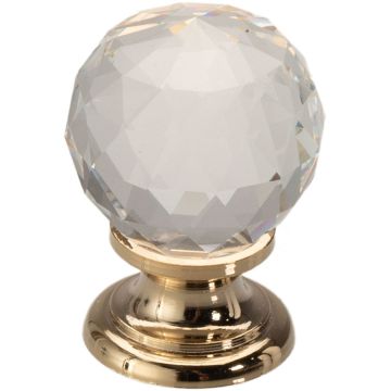 Cabinet Knob 'Prisma' Polished Brass / Crystal