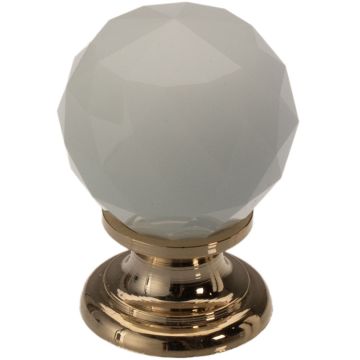 Cabinet Knob 'Prisma' Polished Brass / White Crystal