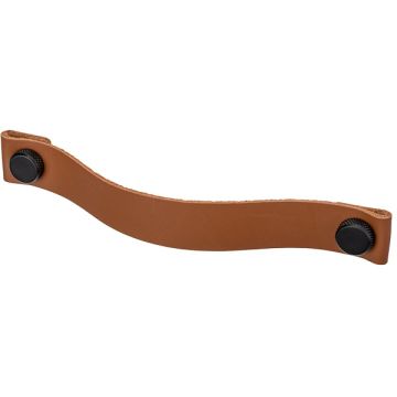 Leather Pull Handle 'Arc' Brown Leather / Black