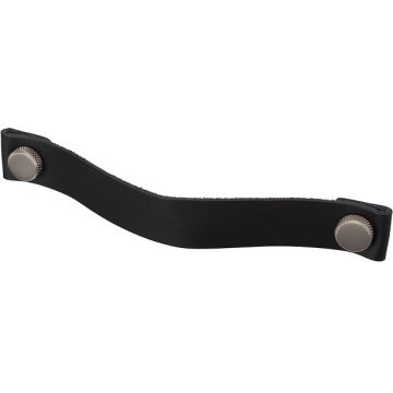 Leather Pull Handle 'Arc' Black Leather / Stainless