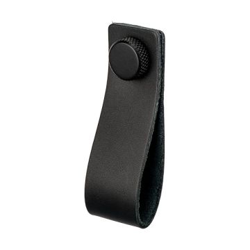Leather Drawer Pull 'Arc' Black Leather / Black