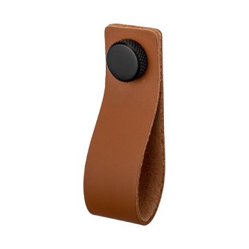 Leather Drawer Pull 'Arc' Brown Leather / Black