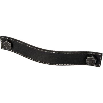 Leather Pull Handle 'Din' Black Leather / Iron