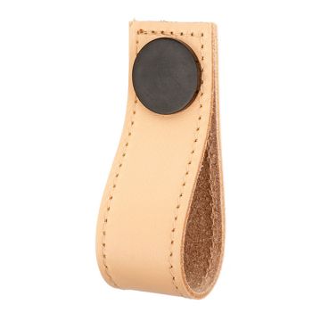Leather Drawer Pull 'Stitch' Beige Leather / Black