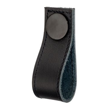 Leather Drawer Pull 'Stitch' Black Leather / Black