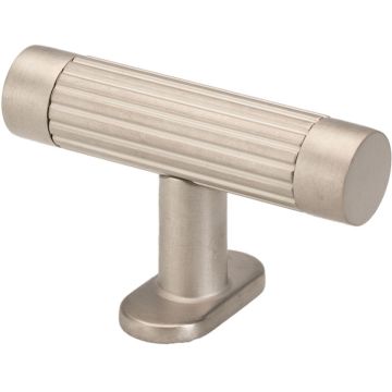 T Cabinet Knob 'Fluted' Stainless Steel Effect Ribbed