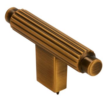 Cabinet Knob 'T-Hint' Black / Brushed Brass Ribbed