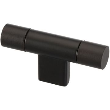 T Cabinet Knob 'Round' Black / Maple Black