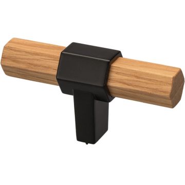 Cabinet Knob 'Sense' Black / Oak Clear Lacquered
