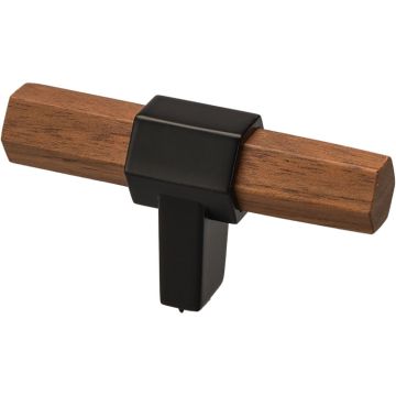 Cabinet Knob 'Sense' Black / Walnut Clear Lacquered