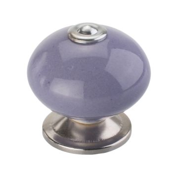 Porcelain Knob "Multi" Polished Chrome / Purple