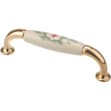 Porcelain Handle "Roma" Ivory / Polished Brass