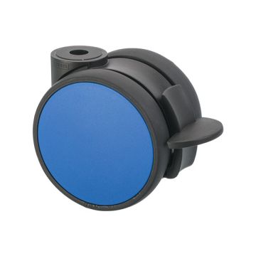 Furniture Caster 'Flat' Ø 75 Black / Blue with Brake