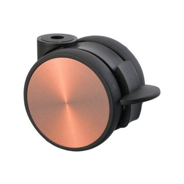 Furniture Caster 'Flat' Ø 75 Black / Copper with Brake