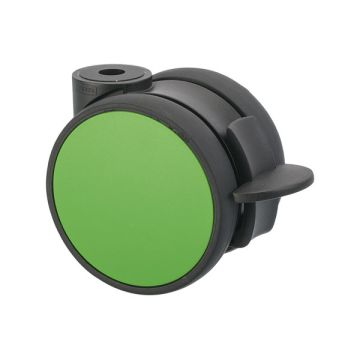 Furniture Caster 'Flat' Ø 75 Black / Green with Brake