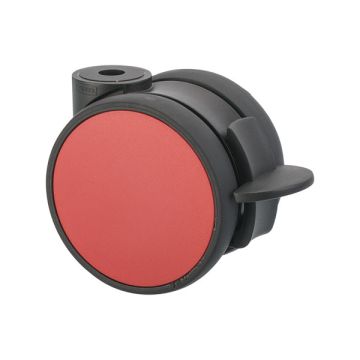 Furniture Caster 'Flat' Ø 75 Black / Red with Brake