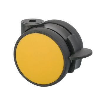 Furniture Caster 'Flat' Ø 75 Black / Yellow with Brake