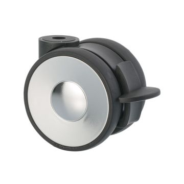 Furniture Caster 'Ring' Ø 75 Black / Chrome with Brake