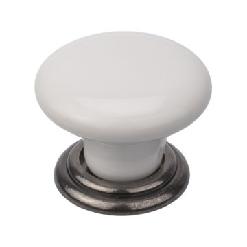 Cabinet Knob "Konz" Porcelain / Pewter