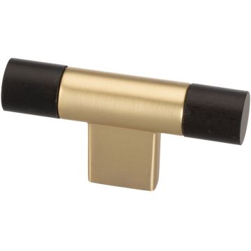 T Cabinet Knob 'Round' Brushed Gold / Maple Black