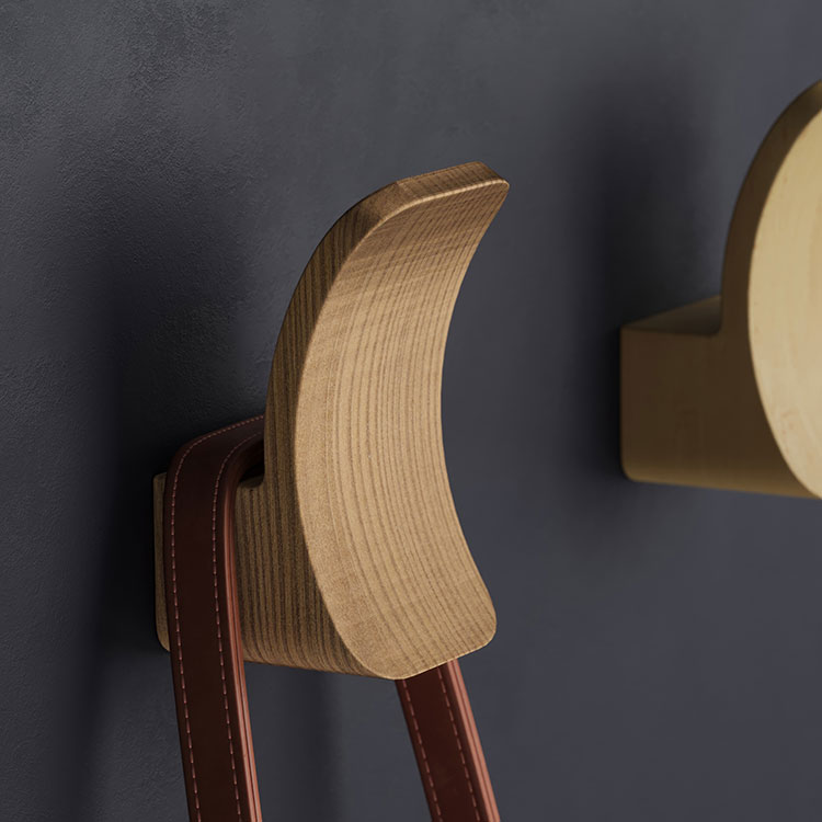 Loop – stylish wooden hook in oak and maple with soft shape and hidden mounting